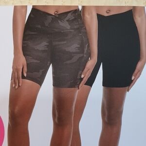 Danskin Women's Camo and Black Bike Shorts 2 Pack